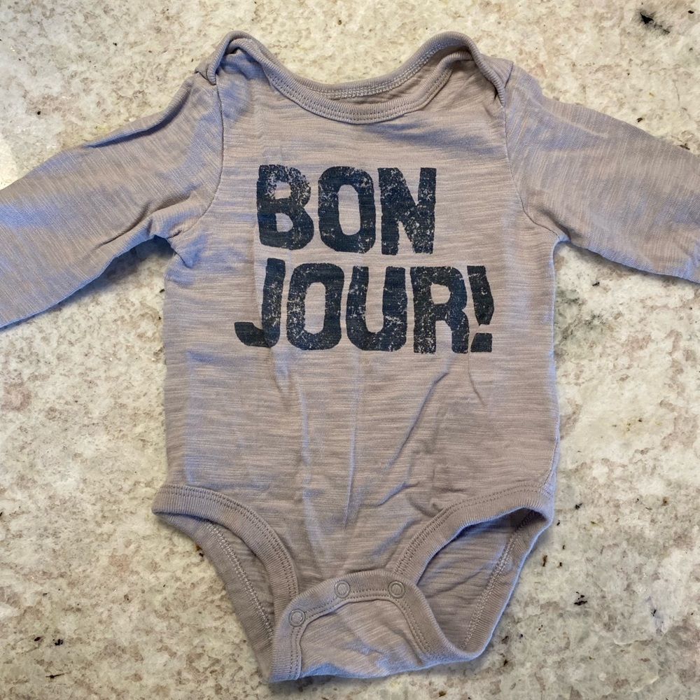 Bon jour 3-6mo Long sleeved onsie.